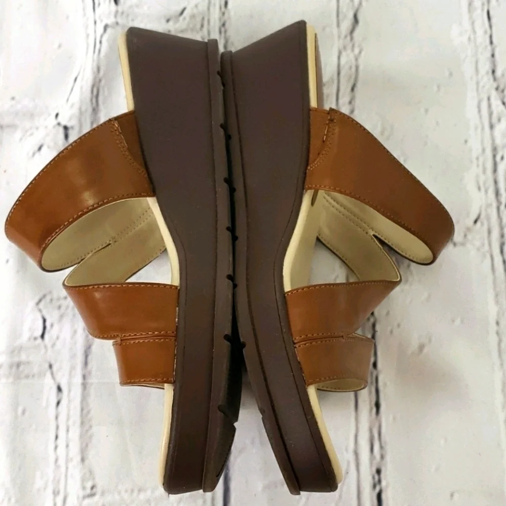KIM Rogers Frienda Platform Wedge Sandals Brown 7 EUC